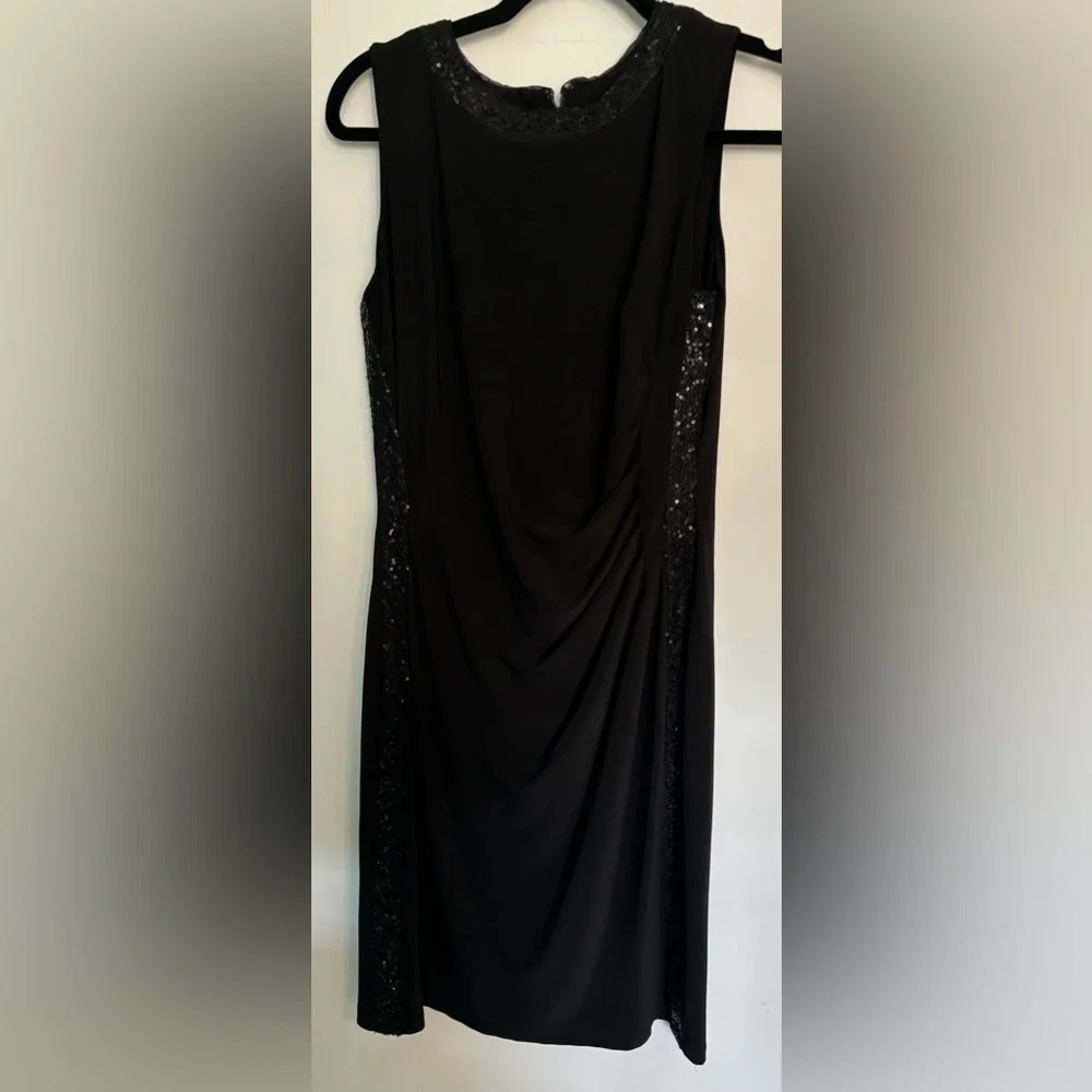 Chaps Womens‎ Midi Jersey Stretch Ruched Sequin Detailed Dress Size Medium